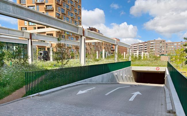 Green roof on top of an underground garage